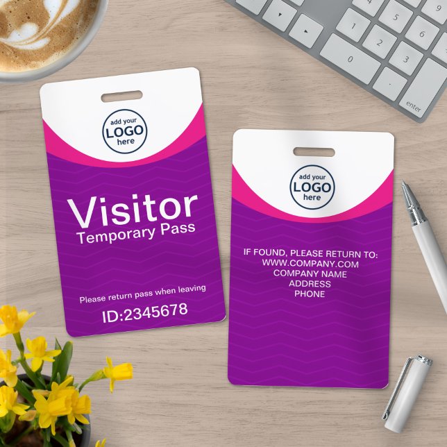 Purple Corporate Visitor Pass ID Custom Logo ID Badge (Creator Uploaded)
