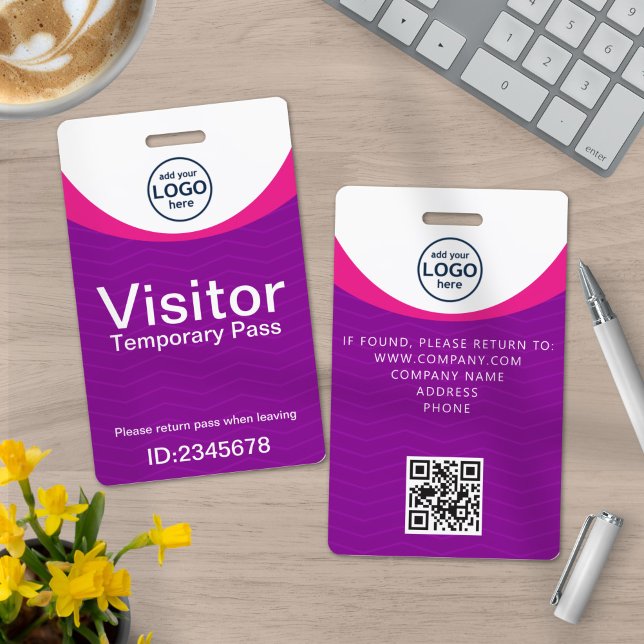 Purple Corporate Visitor Pass ID QR Code ID Badge (Creator Uploaded)