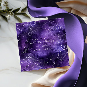 Purple Cosmic Star Astrology Square Business Card