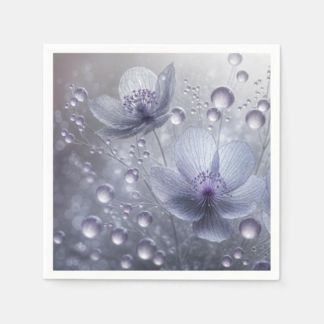 Purple Cosmos and Dew Drops Napkin (Front)