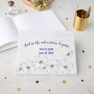 Purple Cosmos Flower Wedding Guest Book