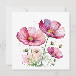 Purple cosmos flowers invitation
