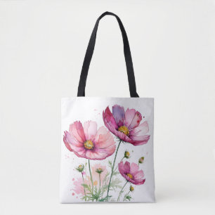 Purple cosmos flowers tote bag