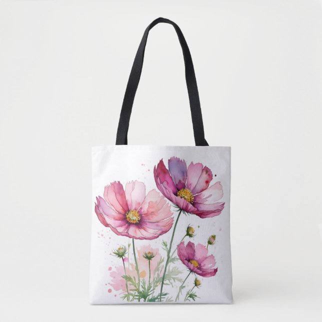 Purple cosmos flowers tote bag (Front)