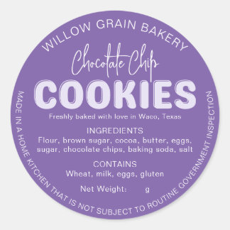 Purple Cottage Cookie Ingredient List Sticker