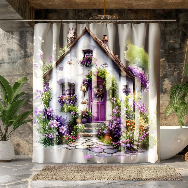 Purple Cottage Garden Shower Curtain (Creator Uploaded)