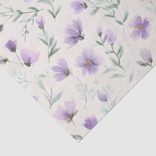 Purple Cottagecore Wildflowers Botanical Print  Tissue Paper
