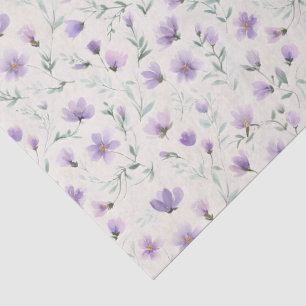 Purple Cottagecore Wildflowers Botanical Print  Tissue Paper