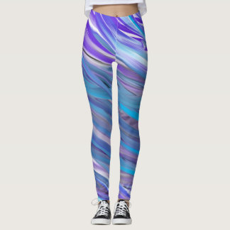 Purple Cotton Candy Swirl Abstract Leggings