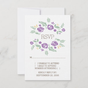Purple Country Floral RSVP Card