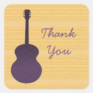 Purple Country Guitar Thank You Stickers