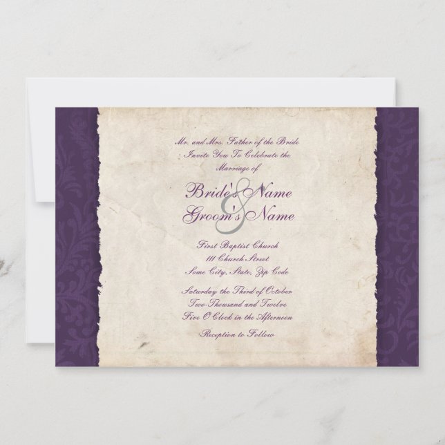 Purple Country  Wedding Invitation (Front)