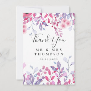 Purple Country Wildflowers Floral Wedding Card