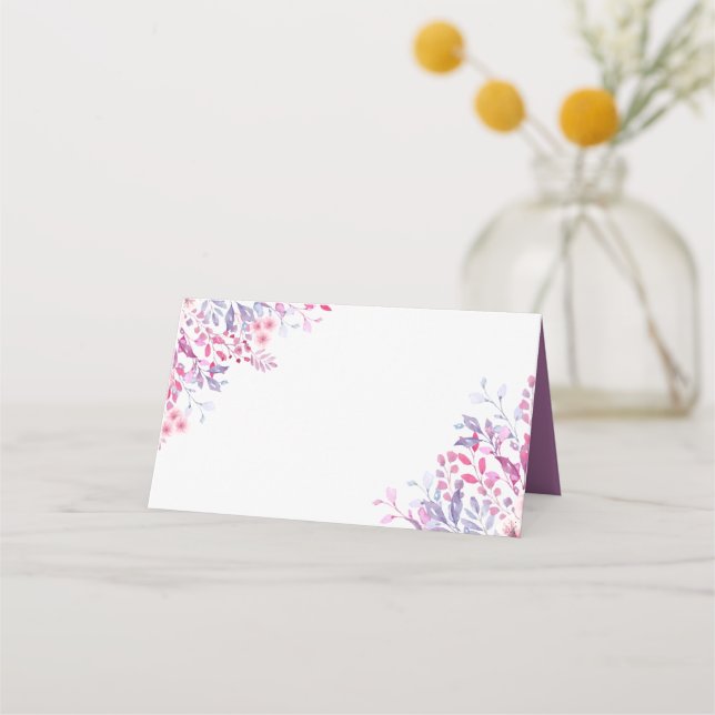 Purple Country Wildflowers Place Card (Front)