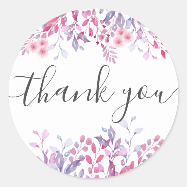 Purple Country Wildflowers Watercolor Floral Classic Round Sticker (Front)