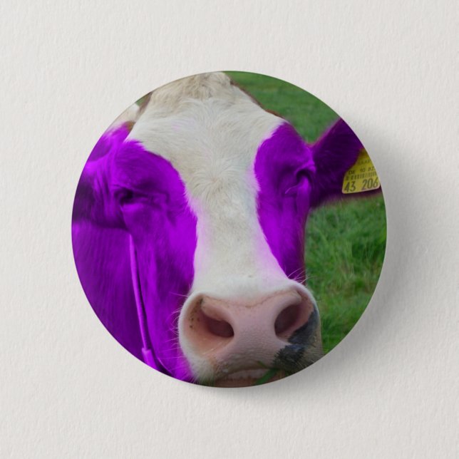 purple cow 6 cm round badge (Front)