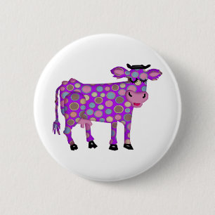 Purple Cow 6 Cm Round Badge