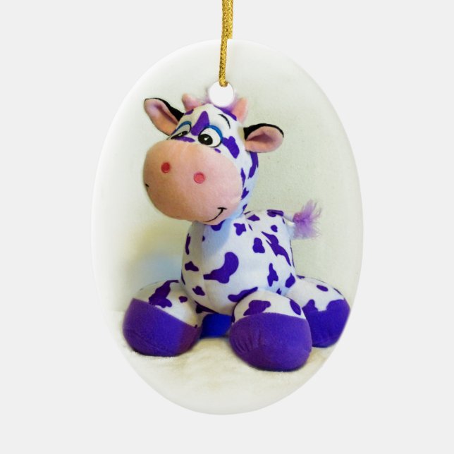 Purple Cow Ceramic Tree Decoration (Front)
