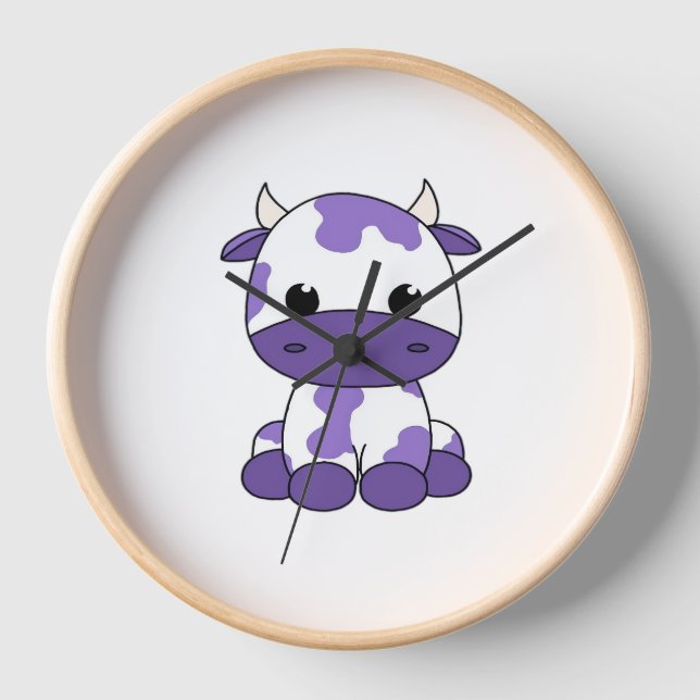 Purple cow Oversized T-Shirt_1 Clock (Front)