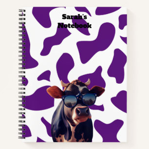 Purple Cow Print Custom Notebook