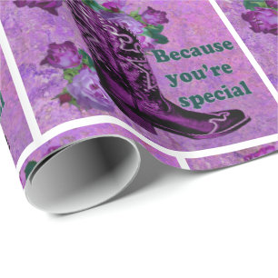 Purple Cowboy Boot With Roses You're Special Wrapping Paper