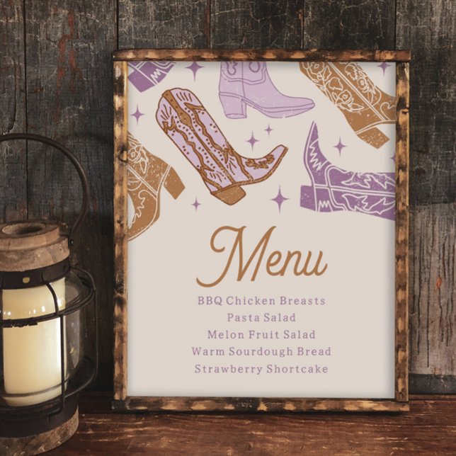Purple Cowgirl Party Menu Sign (Creator Uploaded)