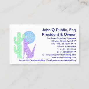Purple Coyote Wolf Colourful Southwestern Design Business Card