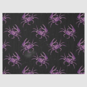 Purple Crabs on Black Decoupage Tissue Paper