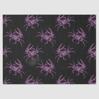 Purple Crabs on Black Decoupage Tissue Paper