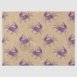 Purple Crabs on Tan Decoupage Tissue Paper