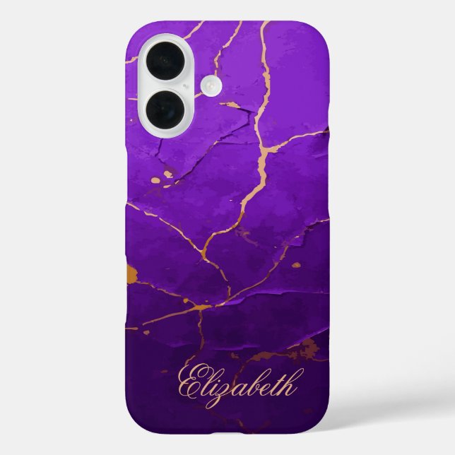 Purple Cracked Texture Case-Mate iPhone Case (Back)