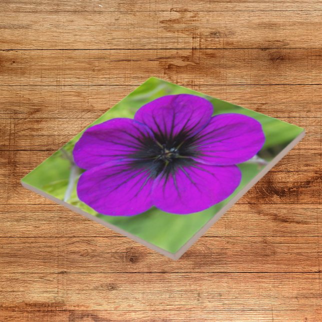 Purple Cranesbill Geranium Floral Tile (In Situ)