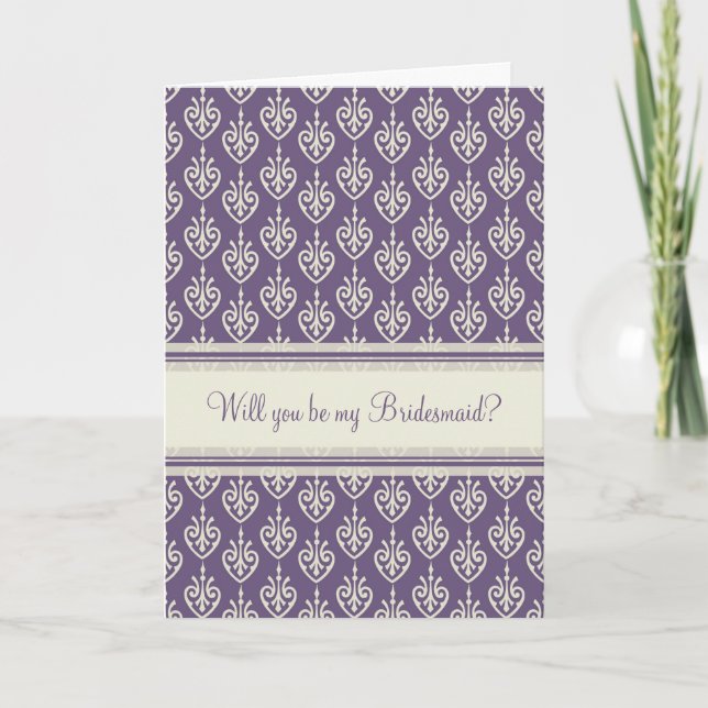 Purple Cream Bridesmaid Invitation Card (Front)
