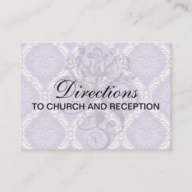 purple cream damask pattern enclosure card (Front)