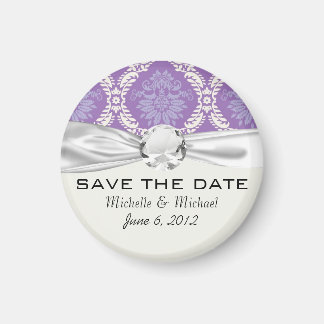 purple cream damask pattern magnet