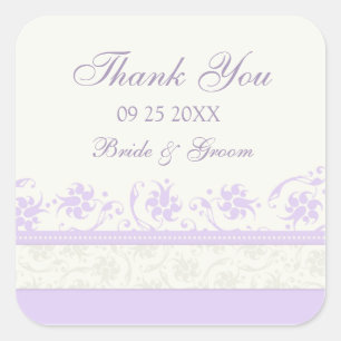 Purple Cream Floral Thank You Wedding Favour Tags
