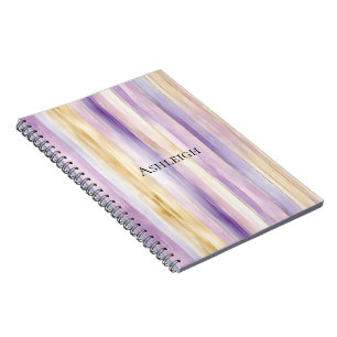 Purple Cream Iris Stripes Notebook