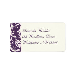 Purple, Cream, Pink Damask Address Label