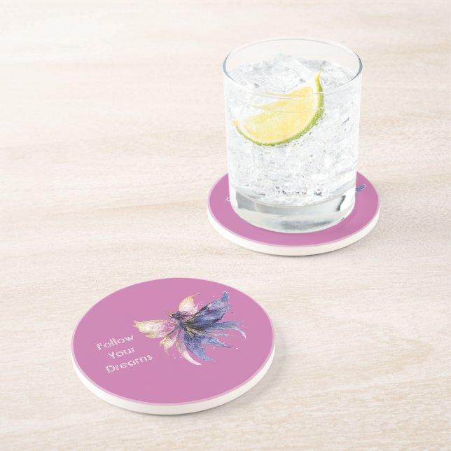 Purple Cream Pink Gold Fairy Coaster (Side)
