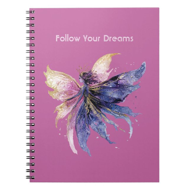 Purple Cream Pink Gold Fairy Notebook (Front)