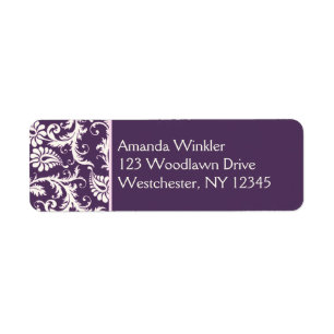 Purple, Cream, Pink Return Address Label