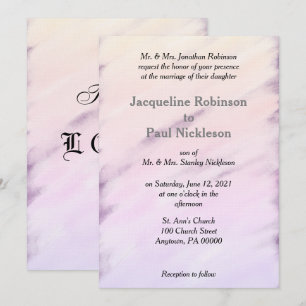 Purple Cream Vintage Floral Watercolor Wedding Invitation