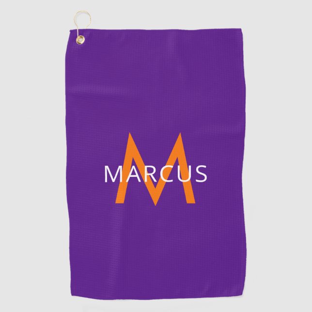 Purple Create Your Own Modern Personalised Golf Towel (Front)