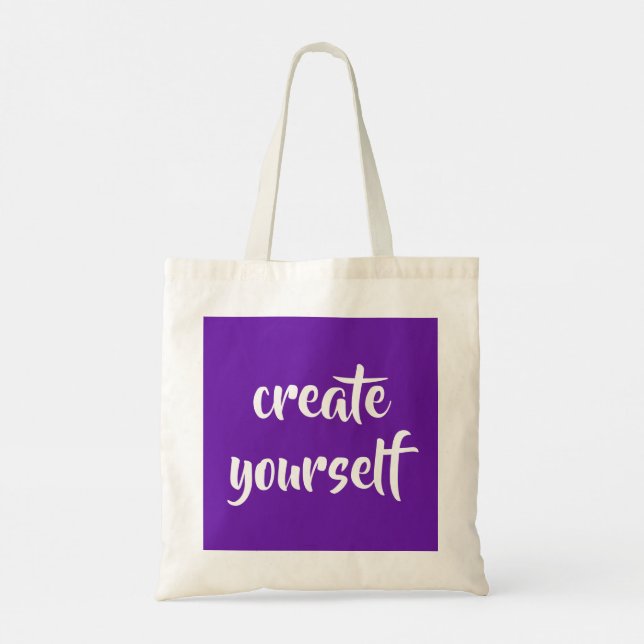 Purple "Create Yourself" Tote Bag (Back)