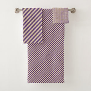 Purple Creme Diagonal Pinstripe Bath Towel Set