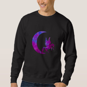 Purple Crescen Moon and Unicorn Sweatshirt