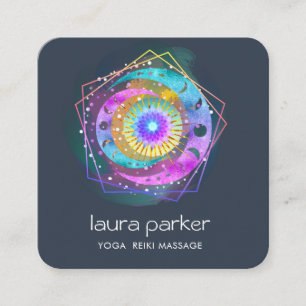 Purple Crescent Moon Mystic Lotus Eye Celestial Square Business Card