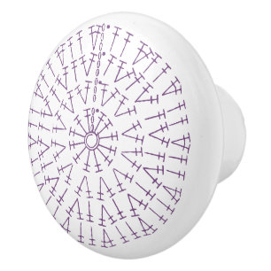 Purple Crochet Chart Ceramic Knob
