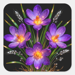 Purple Crocus Floral Sticker