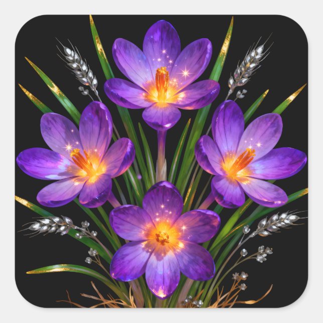 Purple Crocus Floral Sticker (Front)